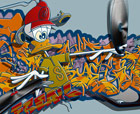 Titel: -- DJ Freak out -- , Ente als DJ mit Graffiti