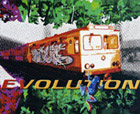 Titel: -- Evolution -- ,Graffiti on a subway, plant and a frog