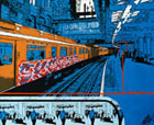 Titel: -- Skeezer meets Mr. Noname -- , Train with garffiti at railway station in London