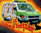 Titel: -- The better look -- , Polizeiauto mit Throw-Up auf Shirt gedruckt